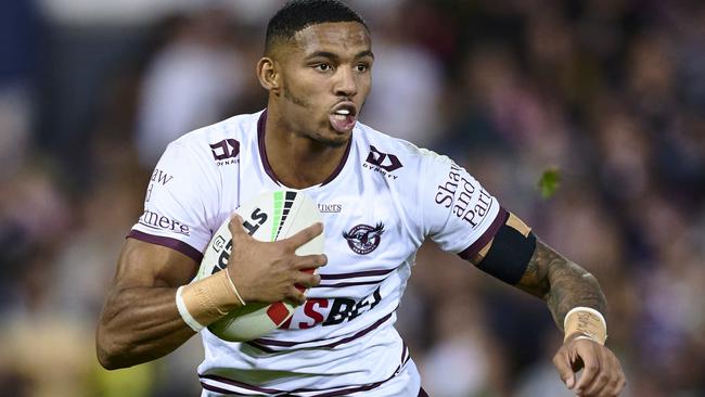 Jason Saab in action for the Manly Sea Eagles. Picture: Brett Hemmings/Getty Images