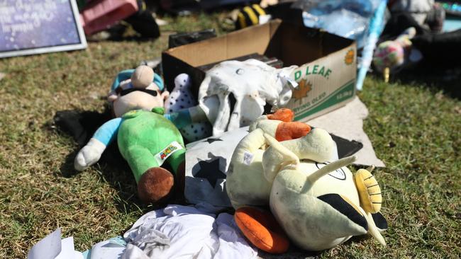 Damaged possessions at the fire scene. Picture: Alan Barber