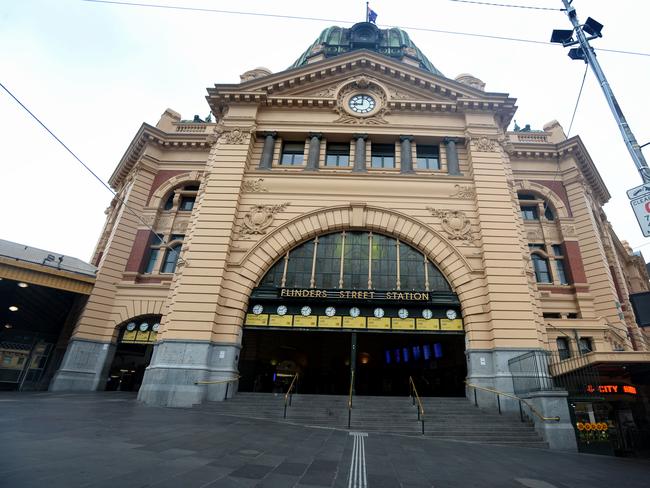 MELBOURNE, AUSTRALIA - NewsWire Photos FEBRUARY 15, 2021: Flinders Street Station is deserted during the current COVID lockdown. Picture: NCA NewsWire / Andrew Henshaw