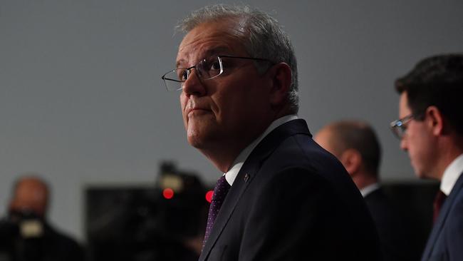 Scott Morrison announces the disaster payment at a press conference at Parliament House on Thursday. Picture: Sam Mooy/Getty Images)