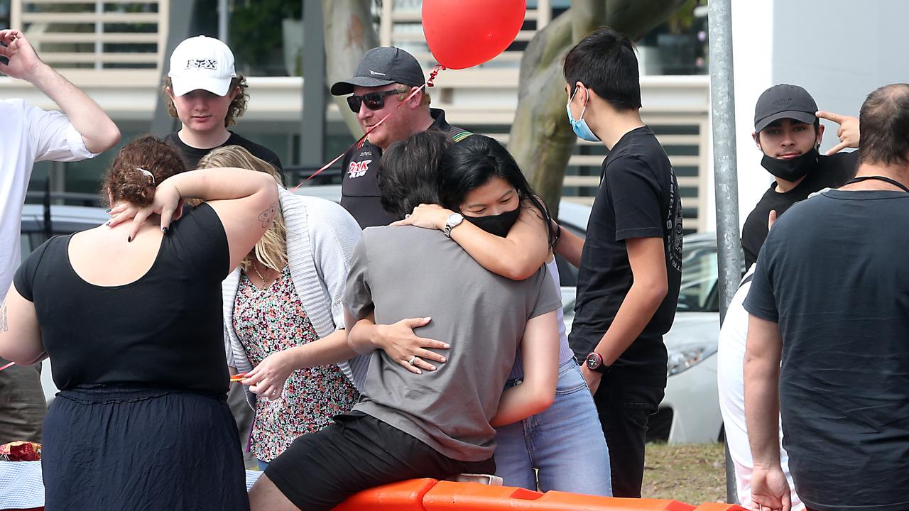 There has been heartfelt reunions at the NSW/QLD border. Picture: Richard Gosling