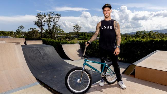 He built a skate park in his backyard. Picture: Luke Marsden