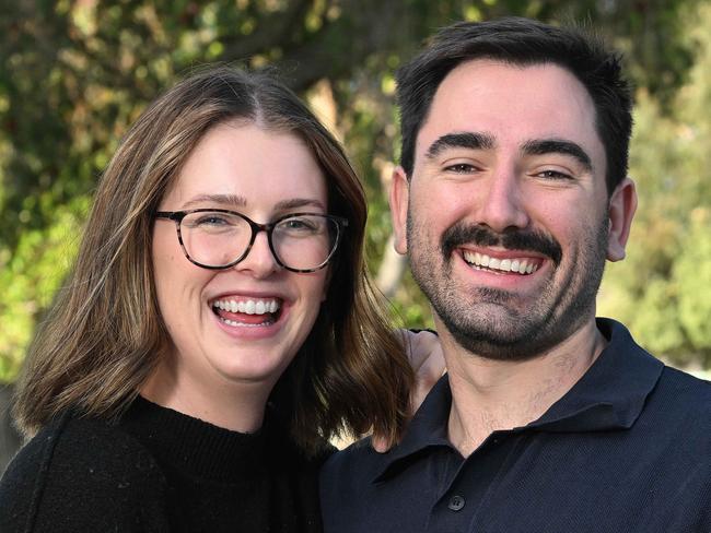 The amount of money the average household has on hand has been revealed in new figures showing the typical savings by postcode. Frankston couple (L-R) Jessica Davies and partner Harrison Matsoukas have close to twice the average for their area in savings, with plans to buy a home together in the next two years. Picture: Josie Hayden