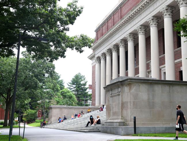 CAMBRIDGE, MASSACHUSETTS - JULY 08: A view of Harvard Yard on the campus of Harvard University on July 08, 2020 in Cambridge, Massachusetts. Harvard and Massachusetts Institute of Technology have sued the Trump administration for its decision to strip international college students of their visas if all of their courses are held online.   Maddie Meyer/Getty Images/AFP == FOR NEWSPAPERS, INTERNET, TELCOS & TELEVISION USE ONLY ==