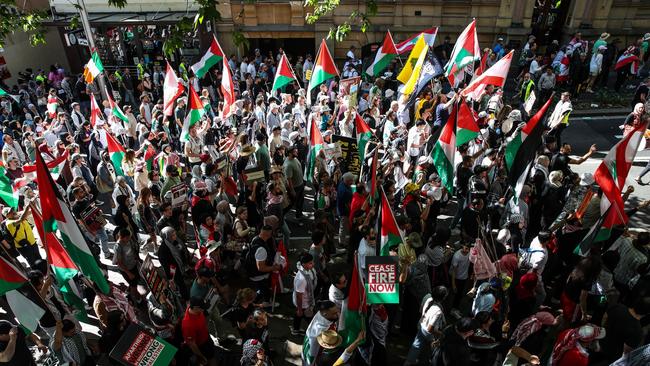 Protesters march in Sydney, Australia. Picture: Getty