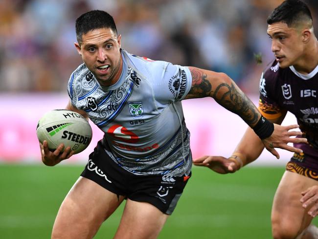Gerard Beale of the Warriors in action during the Round 17 NRL match between the Brisbane Broncos and the New Zealand Warriors at Suncorp Stadium in Brisbane, Saturday, July 13, 2019.  (AAP Image/Darren England) NO ARCHIVING, EDITORIAL USE ONLY