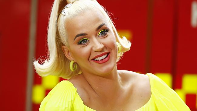 BRIGHT, AUSTRALIA - MARCH 11: Katy Perry speaks to media on March 11, 2020 in Bright, Australia. The free Fight On concert was held for for firefighters and communities recently affected by the devastating bushfires in Victoria. (Photo by Daniel Pockett/Getty Images)