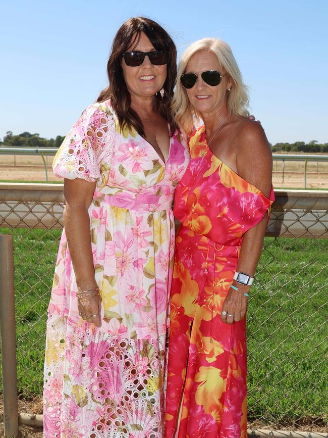 Sharon and Helen attend the 2024 Echuca Cup races Picture: Brendan Beckett