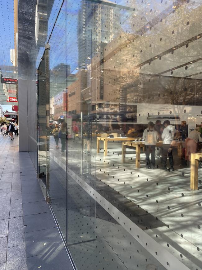 Apple has installed decals on its glass. Picture: Erin Jones