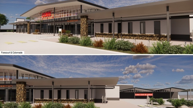 Artist concepts of the new Coles proposed for Palmwoods, including shopfront and Click and Collect area.