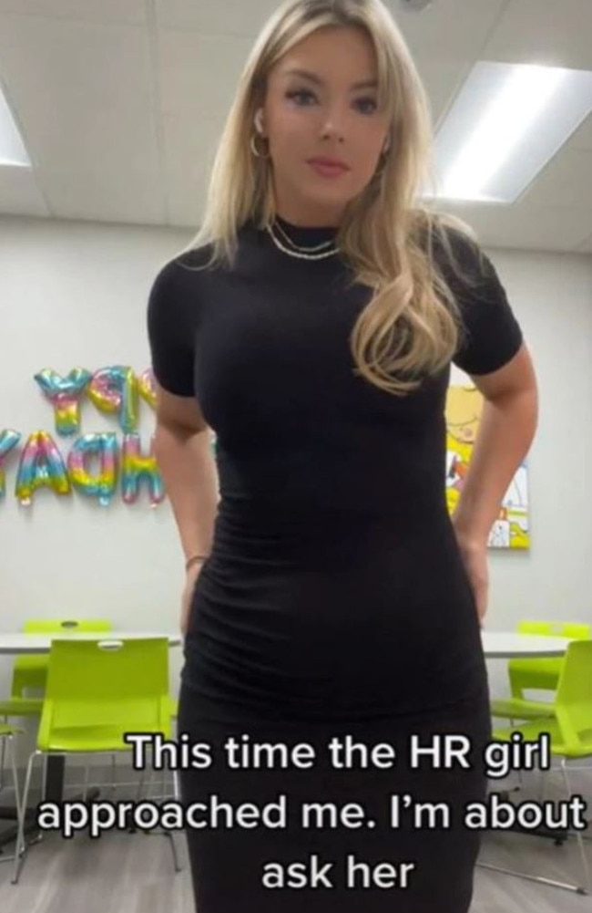 Marie Dee, from the US, claimed her employer labelled this outfit ‘distracting’. Picture: TikTok/notmariedee