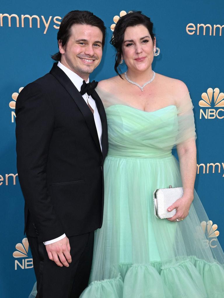 Melanie Lynskey with her husband Jason Ritter. Picture: AFP