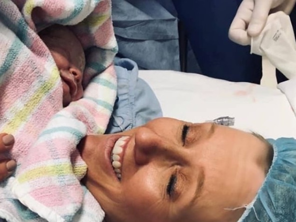 Mix 102.3 breakfast co-host Jodie Oddy welcomes her fourth child, baby Harper Billie Oddy. Picture: Social media.