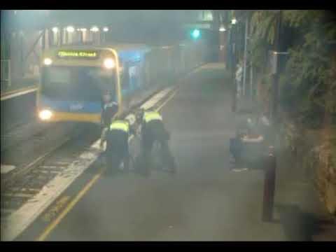 Drunk Woman Rescued From Path of Oncoming Train in Melbourne. Credit - Victoria Police via Storyful