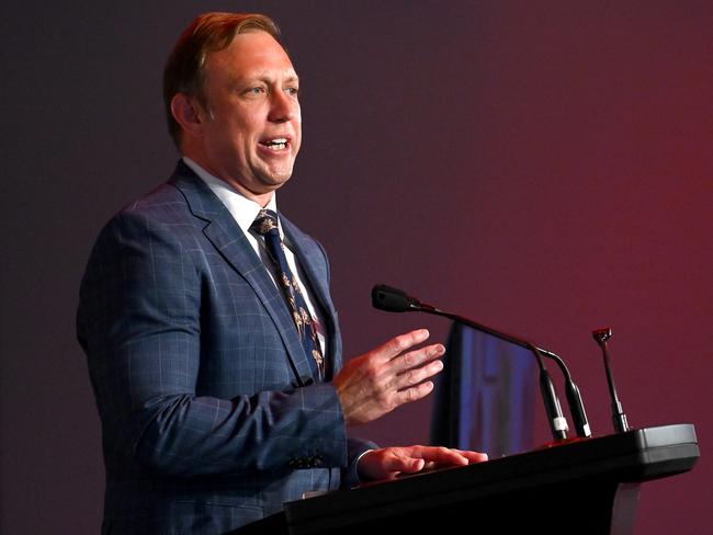 BRISBANE, AUSTRALIA - NewsWIRE Photos FEBUARY 6, 2024:  Queensland Premier Steven Miles at the Queensland Media Club in the Brisbane Convention & Exhibition Centre.Picture: NCA NewsWIRE / John Gass