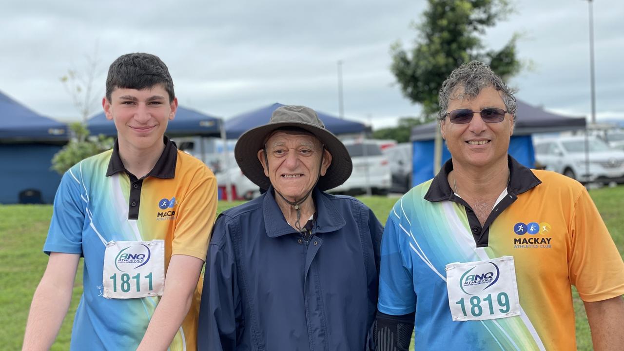 James, Anthony and Kevin Galea at Mackay Athletics Club's Track and Field Carnival 2022. Picture: Max O'Driscoll.