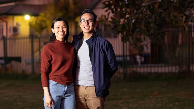 Fowler Labor preselection candidate Tu Le with her partner Kelvin Do in Canley Park. Picture: Ryan Osland