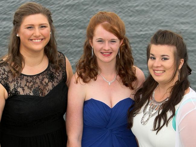 L to R: Maggie Farmer, Anna Briggs and Casey Price at the St Michael's Collegiate School formal held at Wrest Point Casino on Tuesday 2 December Pic: Carolyn Docking