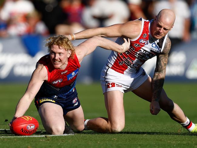 Zak Jones put some work into Clayton Oliver – and it paid off. Picture: Michael Willson/AFL Photos