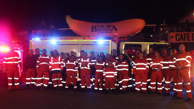 Coffs Harbour SES Volunteers gathered at an orange coloured Big Banana to celebrate Wear Orange Wednesday. Community members are encouraged to wear a splash of orange in support of the state Emergency Service. Photo: Tim Jarrett