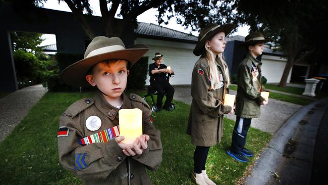 William will be holding a vigil with grandfather David Doughty 66, and cousins Riley and Kaitlyn outside their grandfathers house on ANZAC DAY. Picture: David Caird