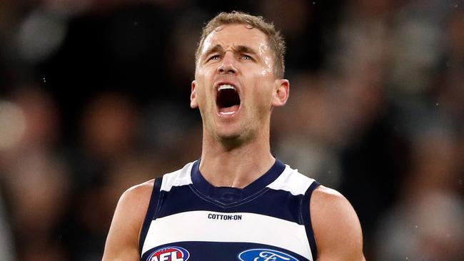 Joel Selwood got the last laugh. Photo by Dylan Burns/AFL Photos via Getty Images.