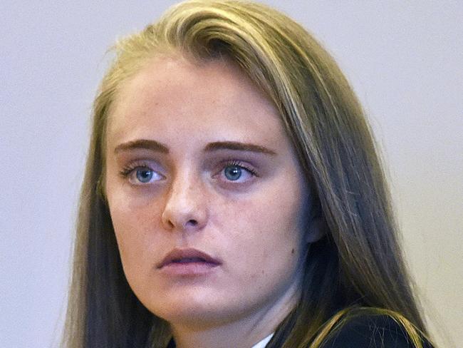 FILE - In this Oct. 14, 2016, file photo, defendant Michelle Carter is seated inside Taunton Juvenile Court during a pretrial hearing in Taunton, Mass. Jury selection is set to begin Monday, June 5, 2017, in the trial of Carter who is accused of sending her boyfriend dozens of text messages encouraging him to kill himself. (Patrick Whittemore/The Boston Herald via AP, Pool, File)