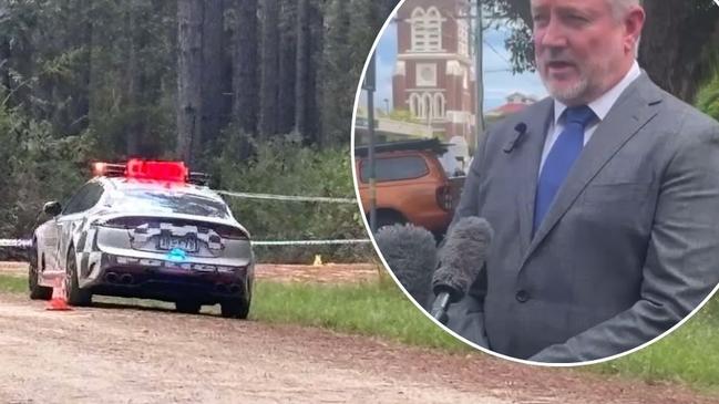 Detective Inspector Craig Mansfield addresses the media a day after a man was found dead, lying on his back near his vehicle near Maryborough.