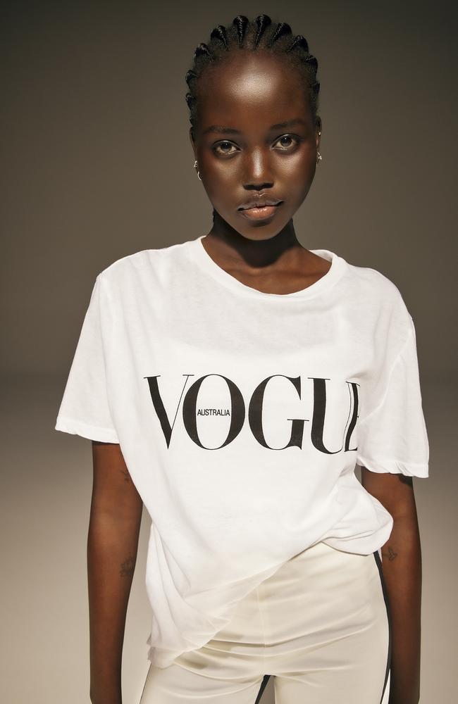 ‘I feel very lucky.’ Sudanese-Australian supermodel Adut Akech for Vogue American Express Fashion's Night In. Picture: Vogue Australia