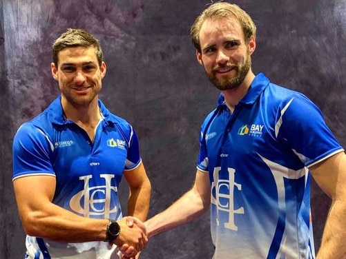 Hastings captain-coach Luke Hewitt (left) and club president Aaron Wilson. Picture: Hastings Cricket Club