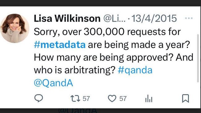 Ms Wilkinson posed about metadata in 2015.