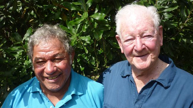 Peter Warner and Mano Totau, one of the boys he rescued from the remote island of ’Ata Picture: Jamie Brown