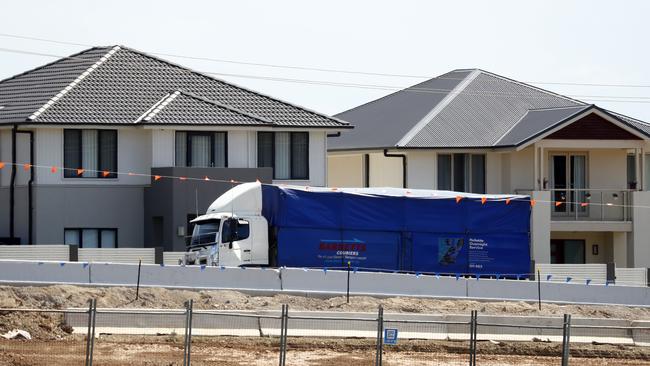 Construction on Denham Court Rd at Leppington. Picture: Sam Ruttyn