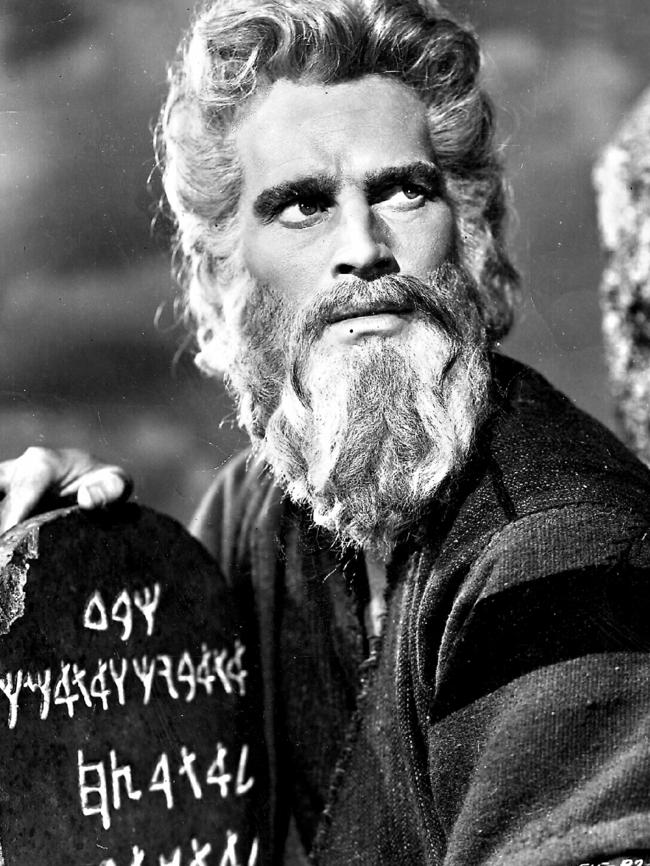 Charlton Heston as Moses in a scene from The Ten Commandments.