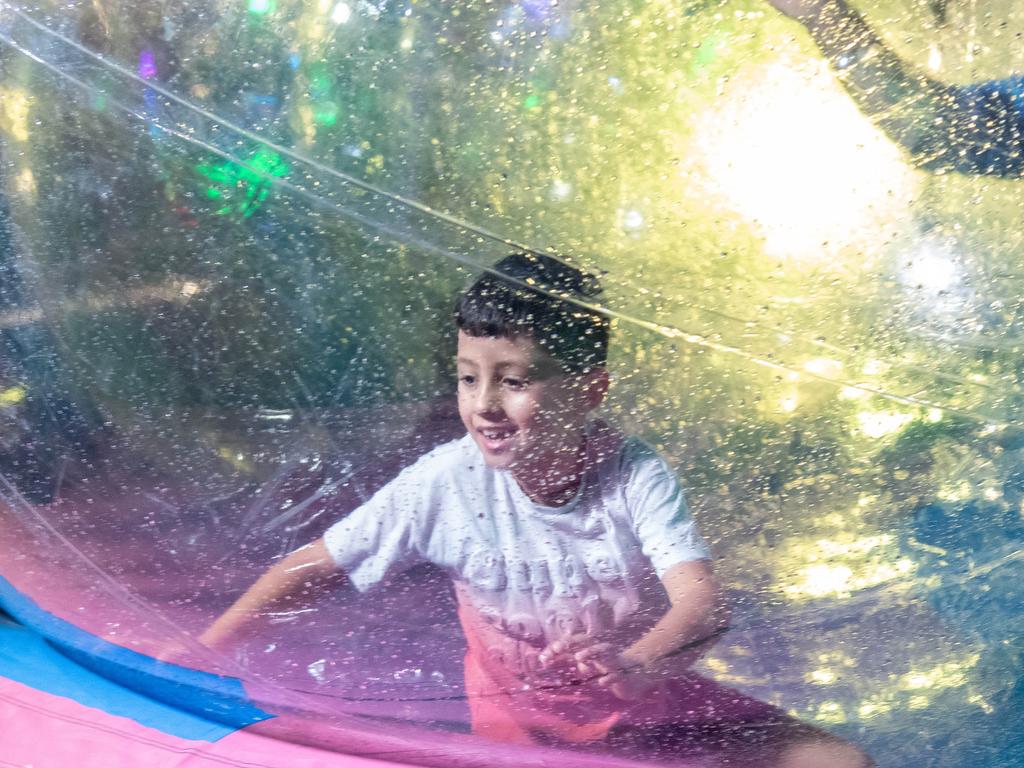 Abraham Domat in water ball in side show alley.Heritage Bank Toowoomba Royal Show.Friday April 19th, 2024 Picture: Bev Lacey