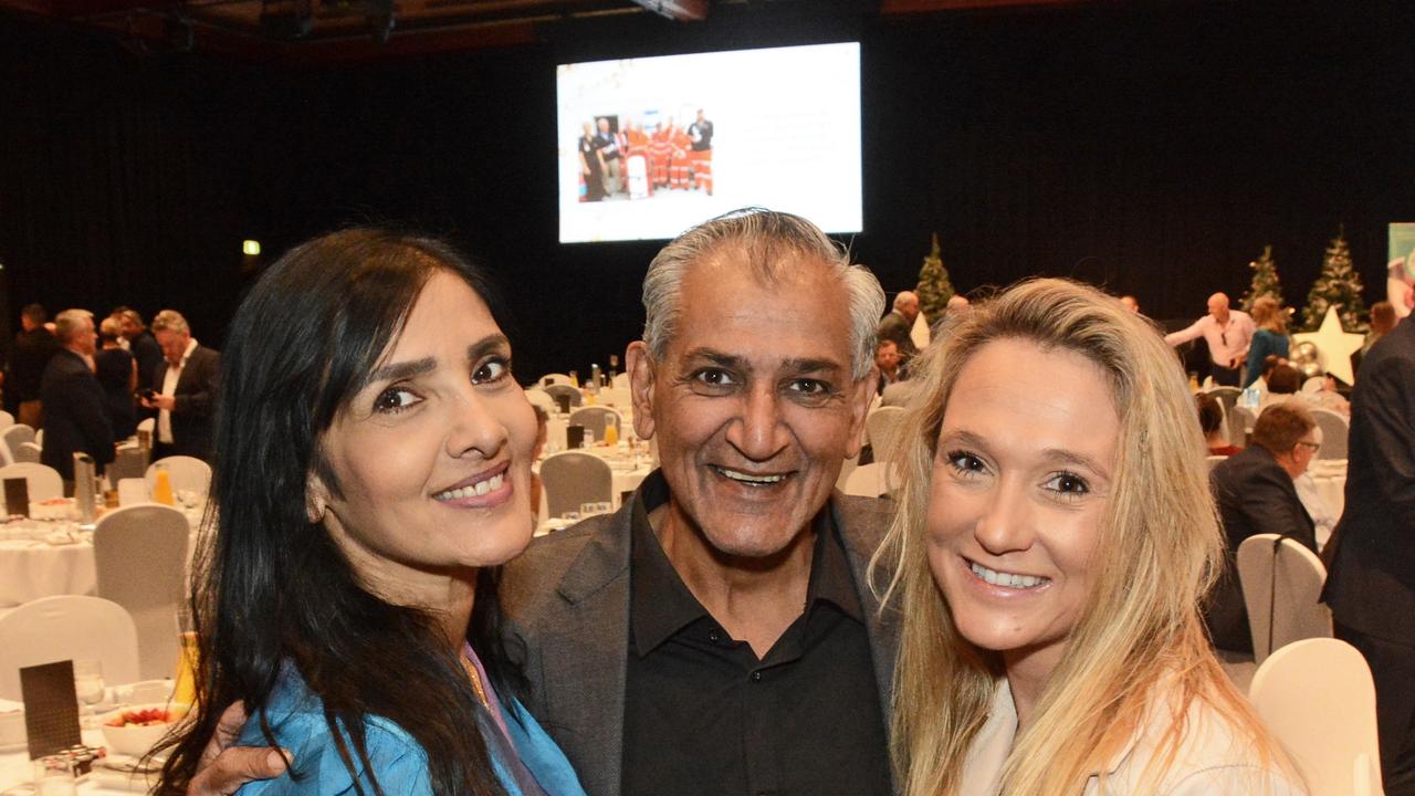 Subi Singh, Sammy Singh and Jen Hamer at GC Community Fund Christmas Appeal breakast at The Star Gold Coast. Pic: Regina King