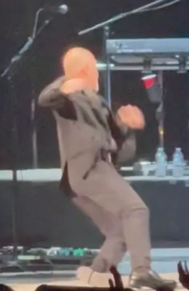 Billy Joel lost his footing and took a nasty tumble onstage at his Connecticut concert. Picture: X