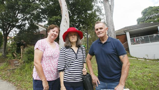 Janet McGarry, Margaret McCartney and Rodney Sheaves on Norfolk Rd in Epping after the childcare centre development was rejected at the site. Picture: Tim Pascoe