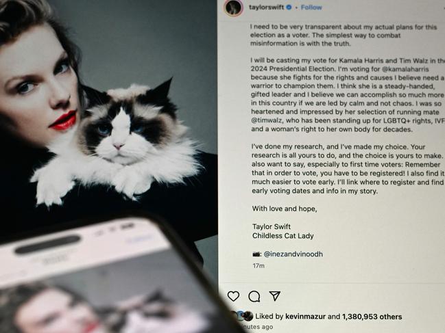 Taylor Swift is a proud Childless Cat Lady. Picture: AFP