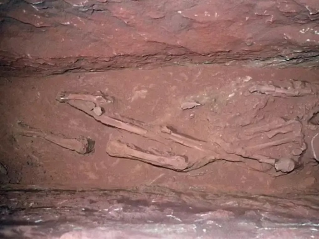 The tomb had at least 12 human skeletons and artefacts, estimated at least 2,000 years old. Picture: Discovery's Expedition Unknown