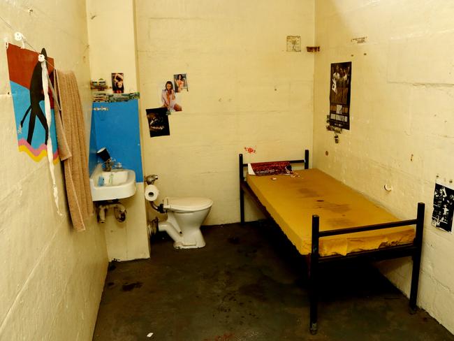 A walk through the old Parramatta jail which could possibly open again after some light renovations due to a lack of beds in the jail system. One of the cells in block 6. Picture: Adam Taylor