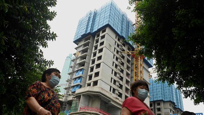 An Evergrande housing complex under construction in Shenzhen, southeast China. The Chinese property giant said it is facing ‘unprecedented difficulties’. Picture: Noel Celis/AFP