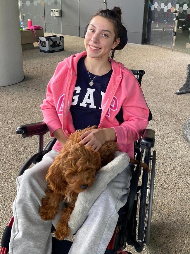 Australian gymnast, Ava Costa, as she recovers from a spinal injury. Picture: Supplied