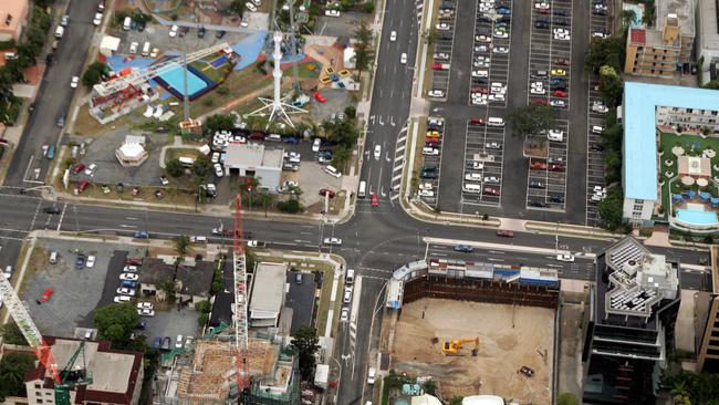 An aerial picture of Ferny and Cypress Avenue in Surfers Paradise taken in 2005. Pic David Clark.