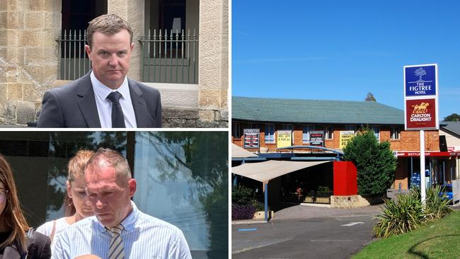 Milos Dobre (bottom left) was drinking with Phil Saunders (top left) at the Figtree Hotel when the former confronted a witness subject to a hearing involving the latter.
