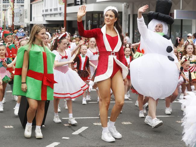 Tayla Moschogianis with the House of Dance float. Hobart Christmas Pageant 2024. Picture: Nikki Davis-Jones