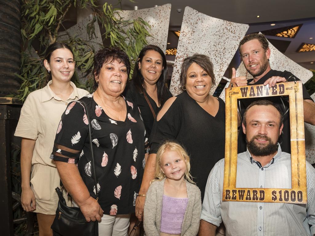 The Mailman family of (from left) Bridie, Tracey, Dale, Makenna (front), Amanda, Brandon (front) and Kerrod at New Year's Eve at City Golf Club, Sunday, December 31, 2023. Picture: Kevin Farmer