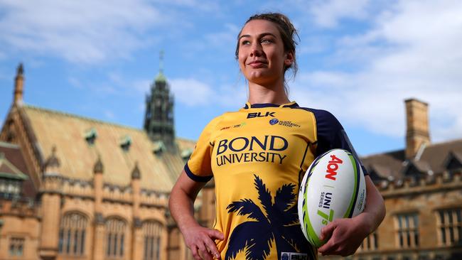 Jessika Elliston in Bond rugby sevens colours. Picture: Getty Images