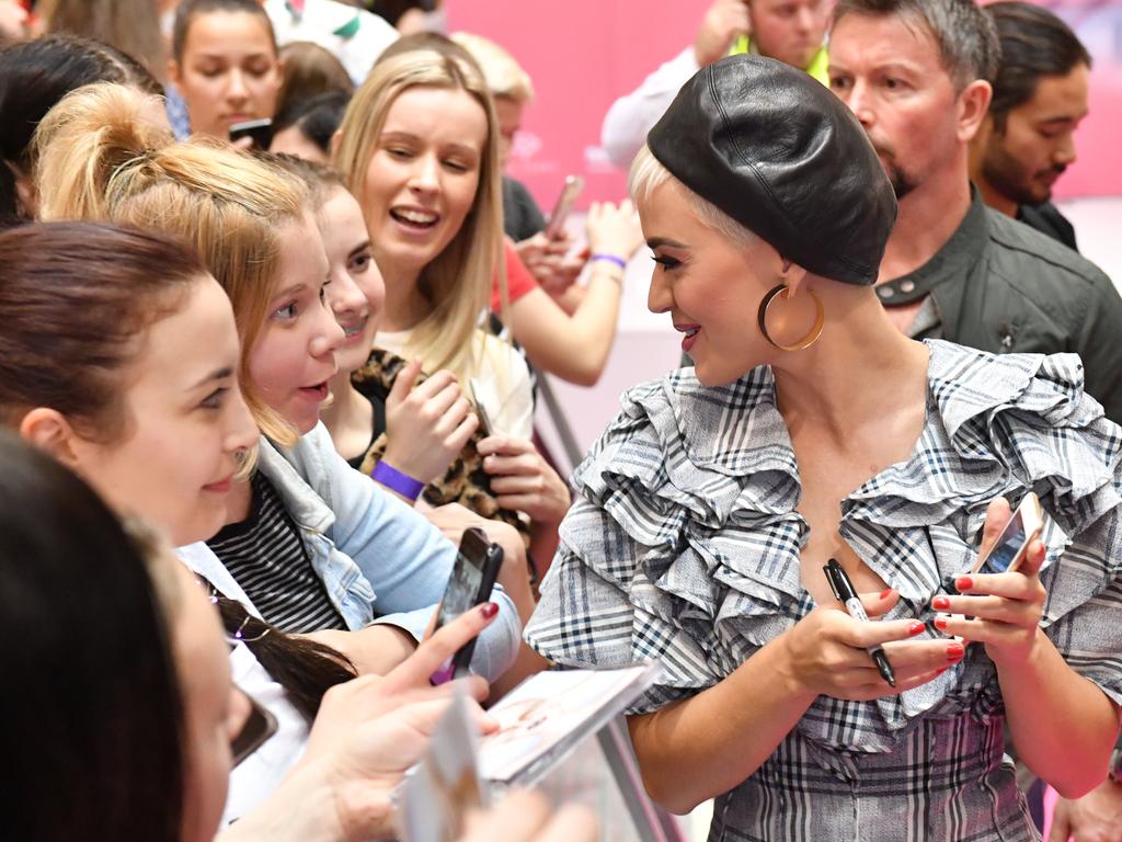 Katy Perry photographed at Westfield Marion, Adelaide on Sunday the 29th of July 2018. (AAP/ Keryn Stevens)