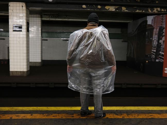 A man waits for a train in New York’s subway. Picture: Getty Images